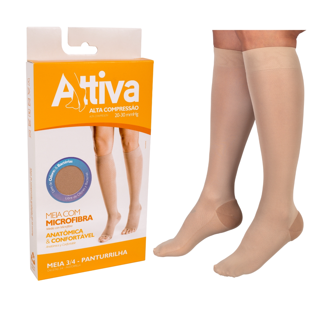 Meia 3/4 Preventiva alta Compessão 20-30mmHg Sigvaris Attiva Com Ponteira