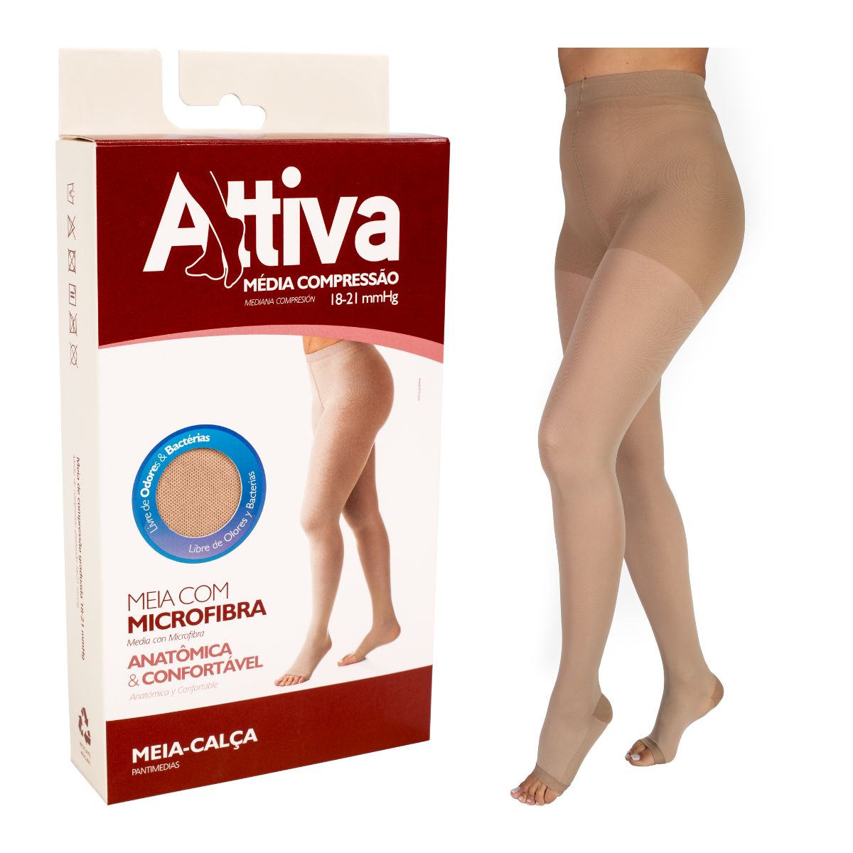 Meia Calça Preventiva Media Compessão 18-21 Sigvaris Attiva sem ponteira