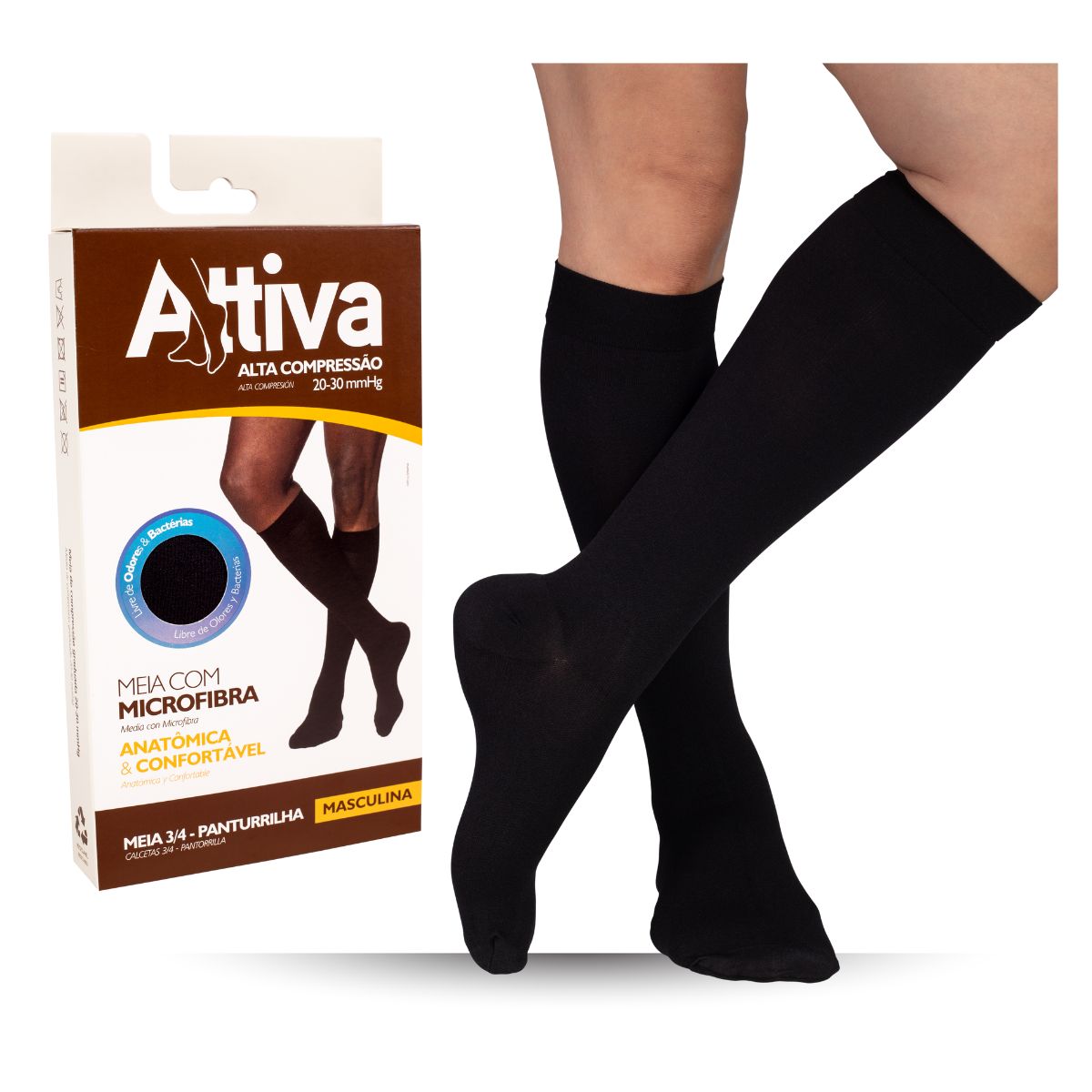 Meia  3/4 Masculina Alta Compressão 20-30mmHg Sigvaris Attiva