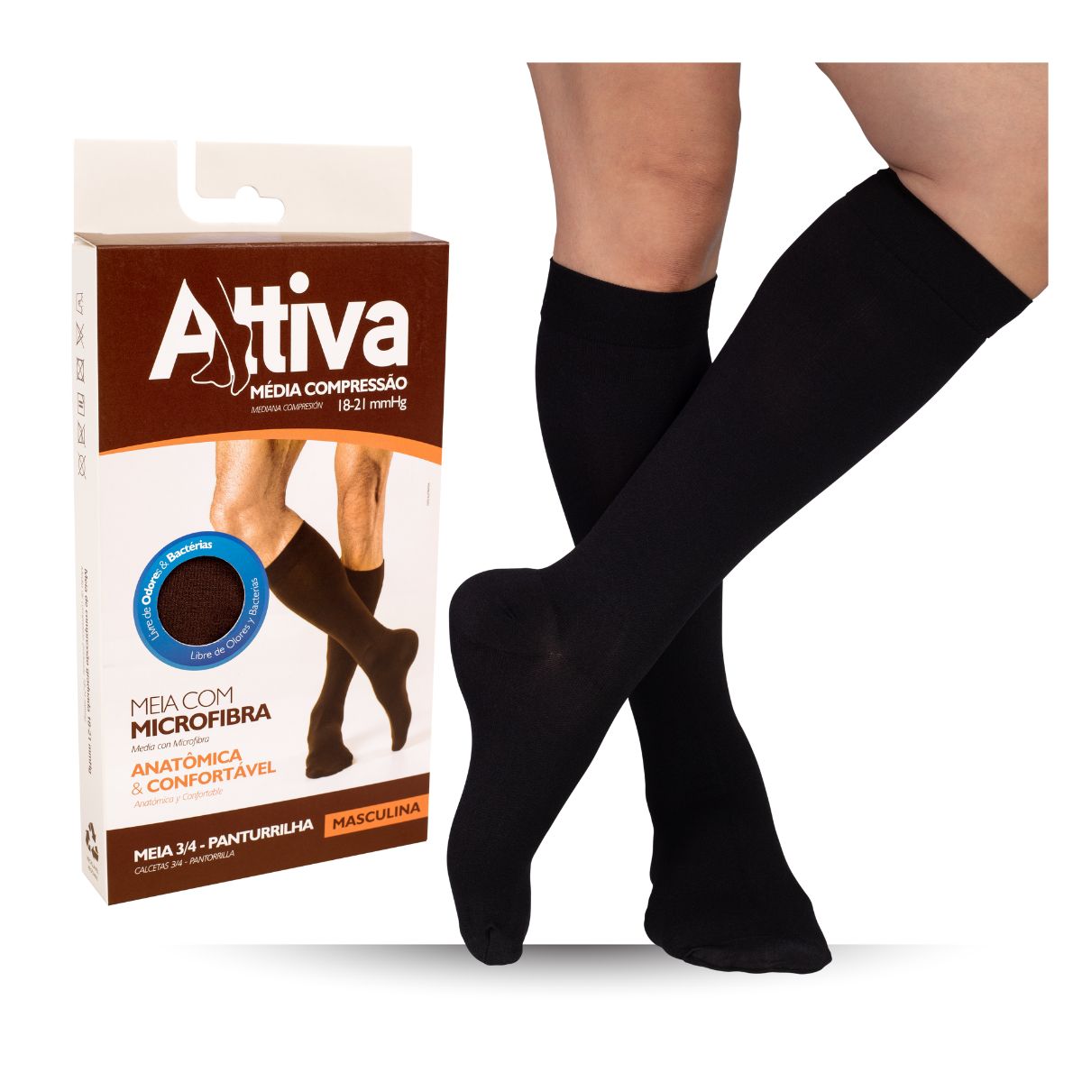 Meia  3/4 Masculina Media Compressão  18/21 Sigvaris Attiva